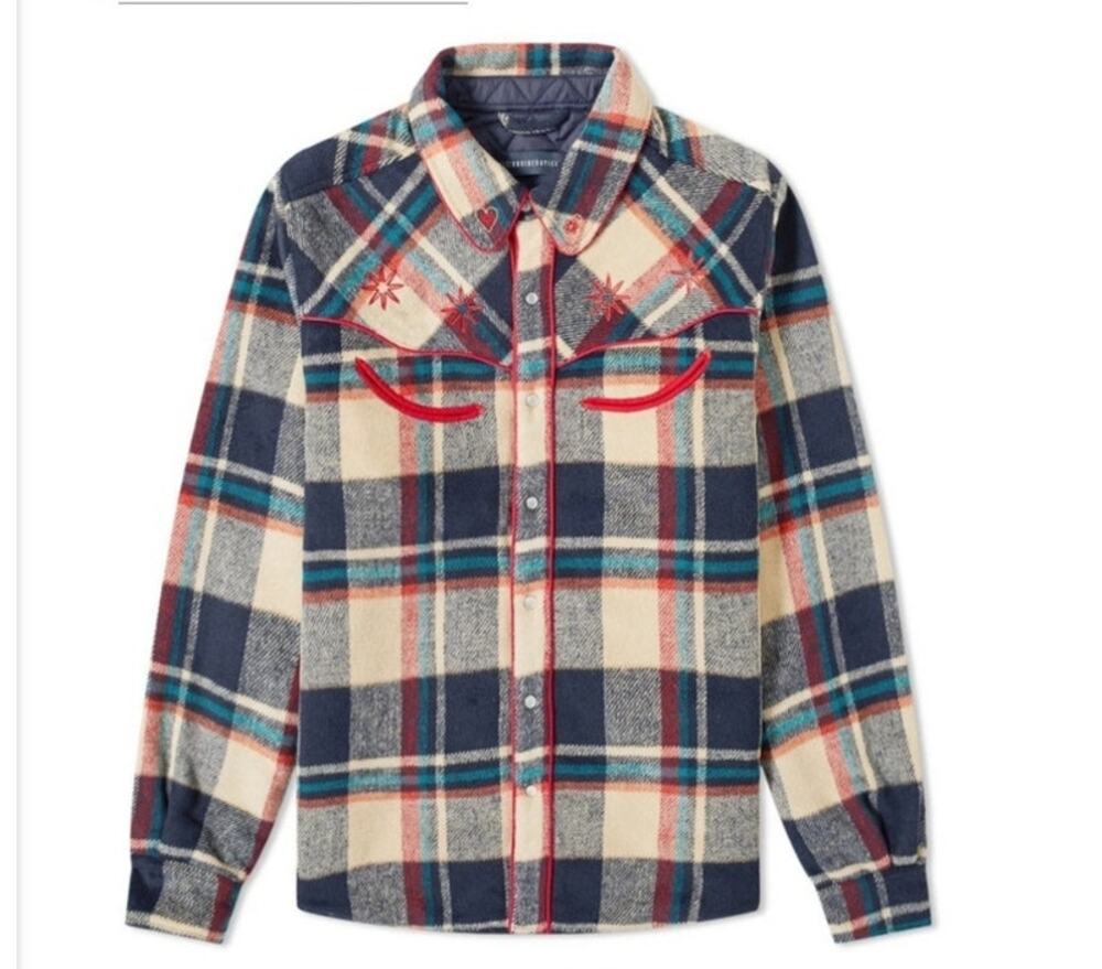 BILLIONAIRE BOYS CLUB WESTERN CHECK OVER SHIRT, SIZE M